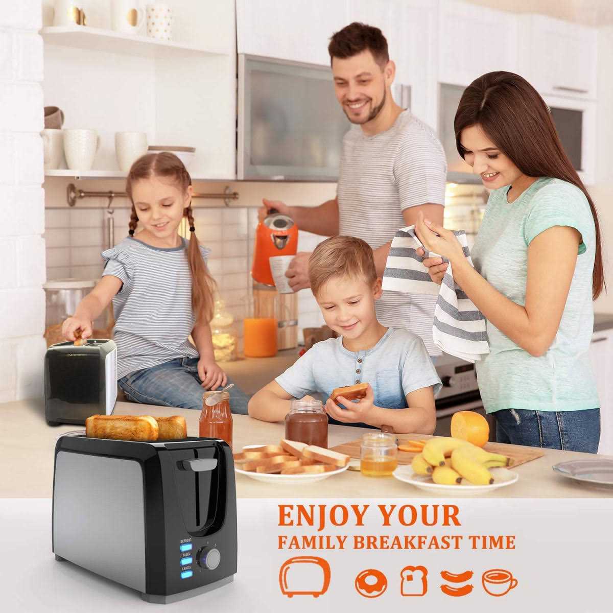 Evening Toaster 2 Slice Best Prime Toasters Stainless Steel Black Bagel Toaster Evenly and Quickly with 2 Wide Slots 7 Shade Settings and Removable Crumb