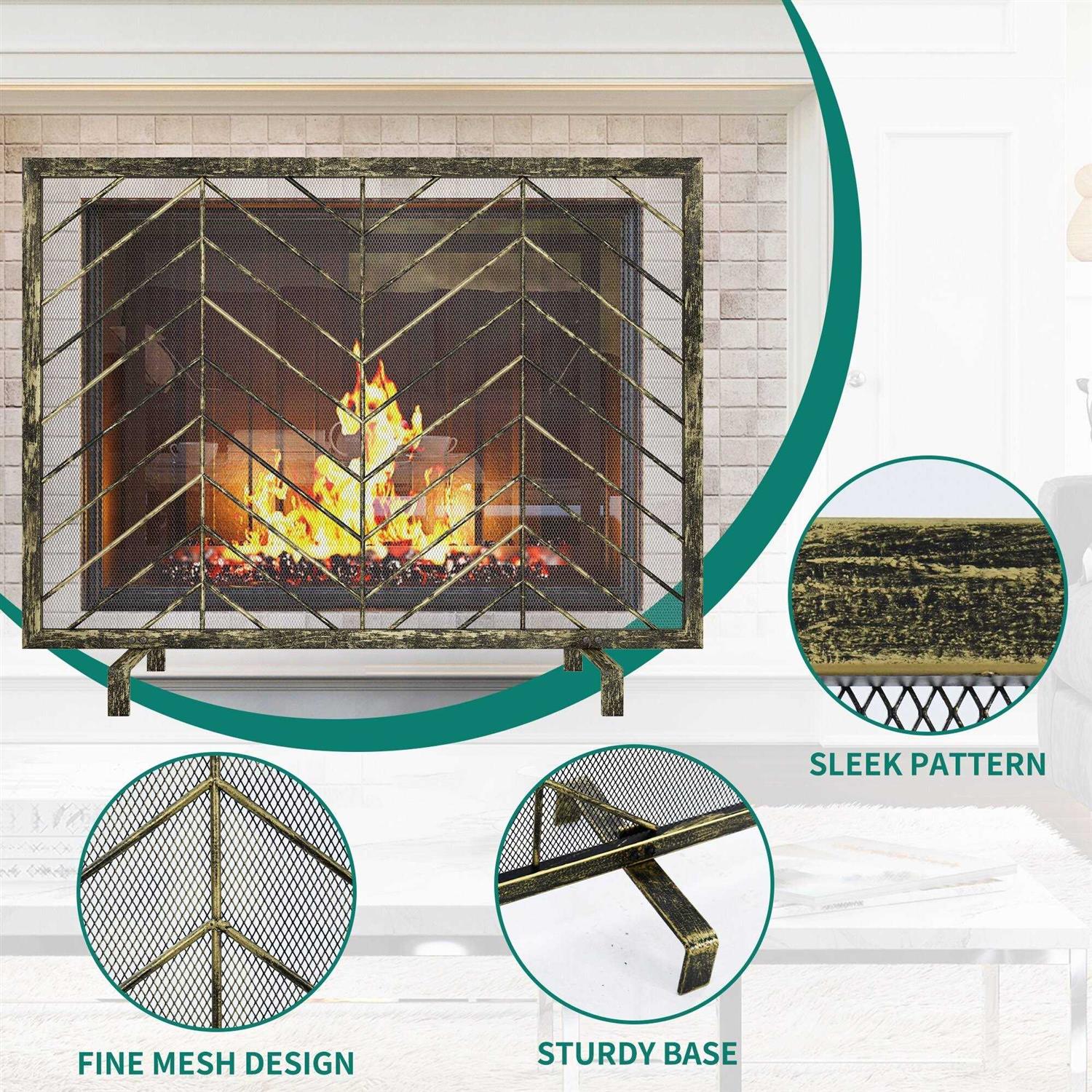 Modern Solid Wrought Iron Fireplace screen