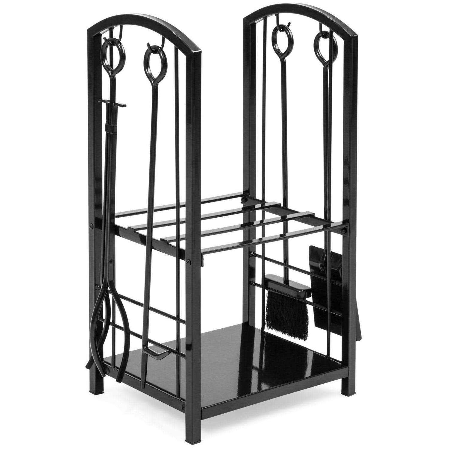 Best Choice Products 5-Piece Firewood Log Rack Holder Tools Set for Fireplace w/ Hook