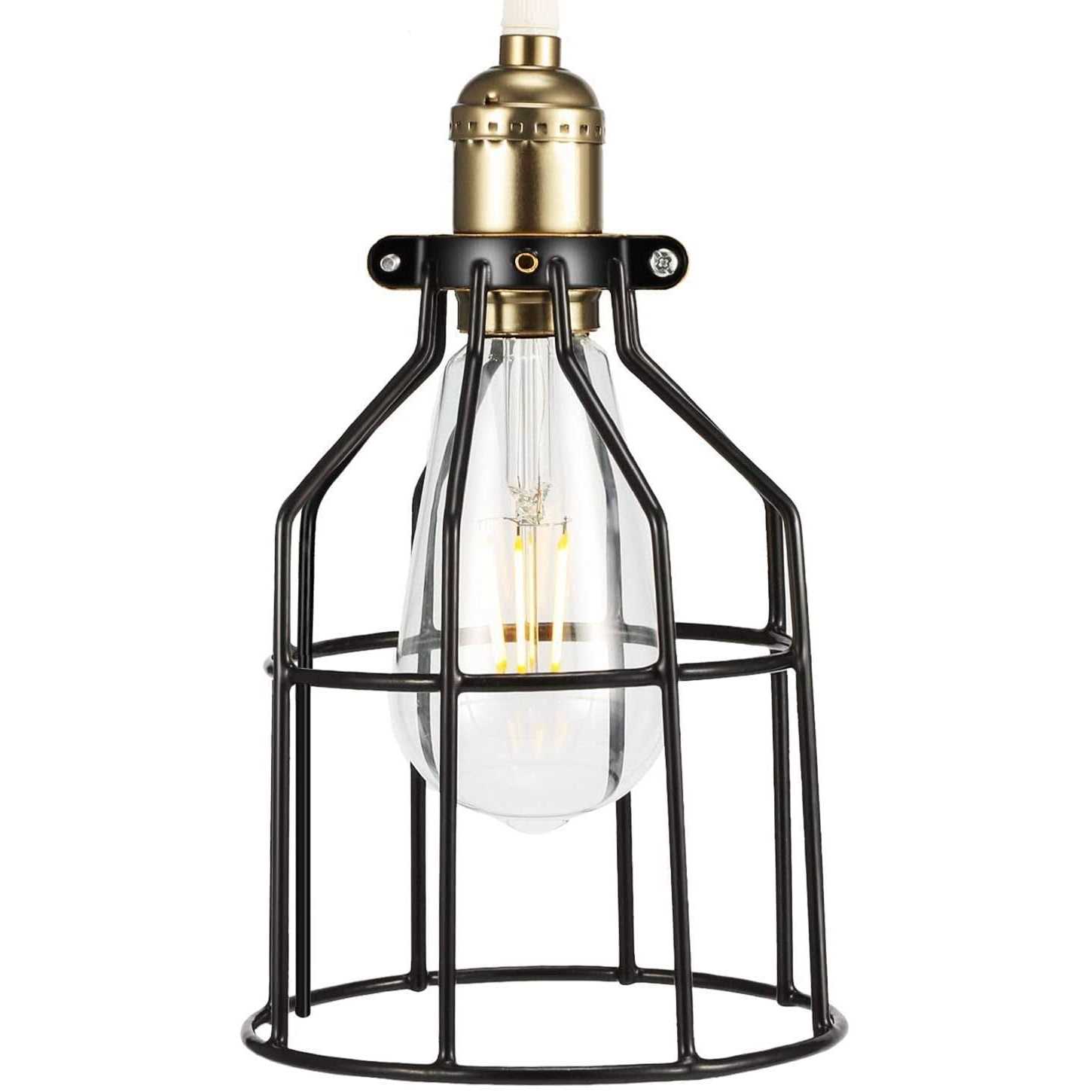 Simple Deluxe Adjustable Industrial Clamp on Metal Bulb Guard Cage for Pendant