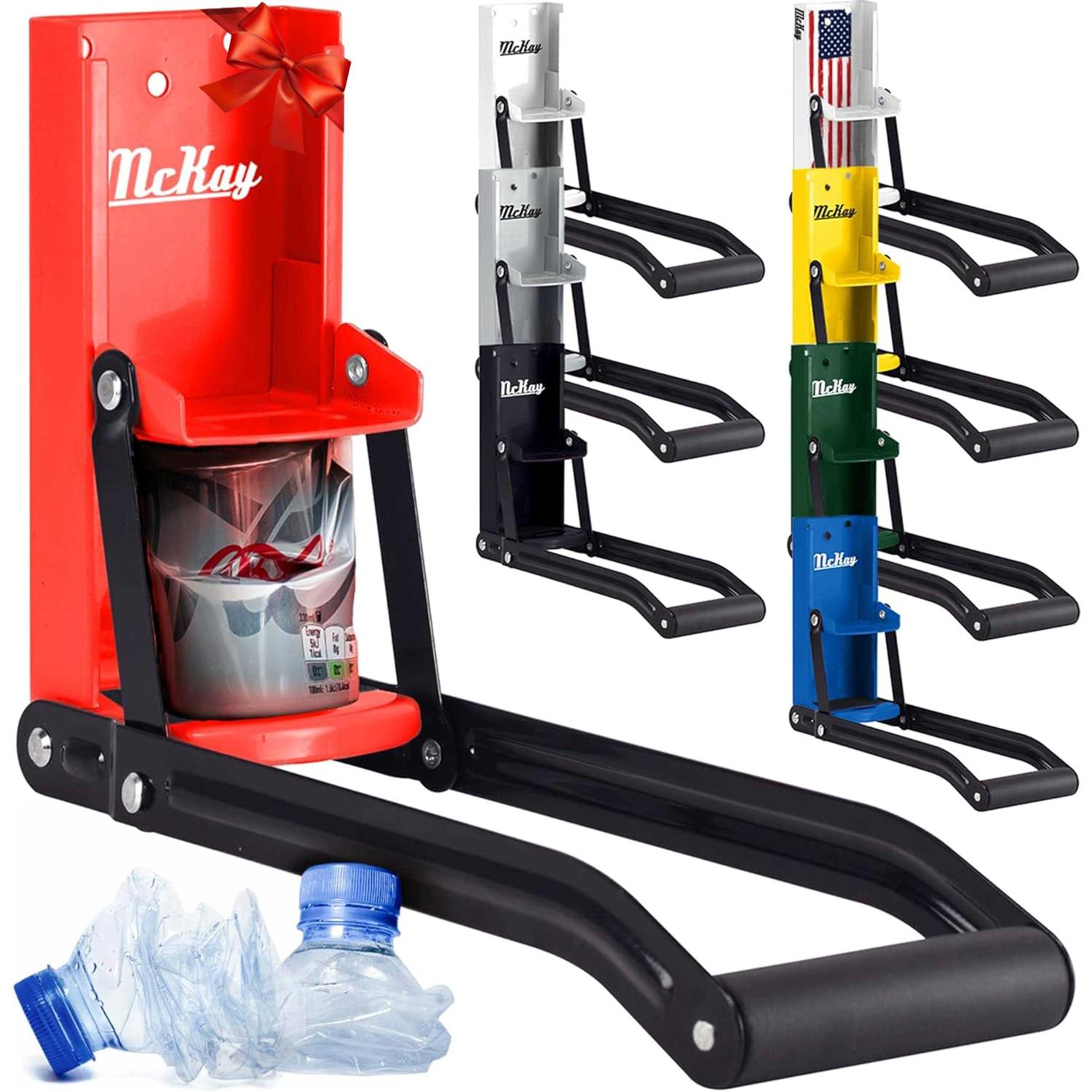 Mckay Metal Can Crusher, Heavy-Duty Wall-Mounted Smasher for Aluminum Seltzer, Soda, Beer Cans and Bottles for Recycling