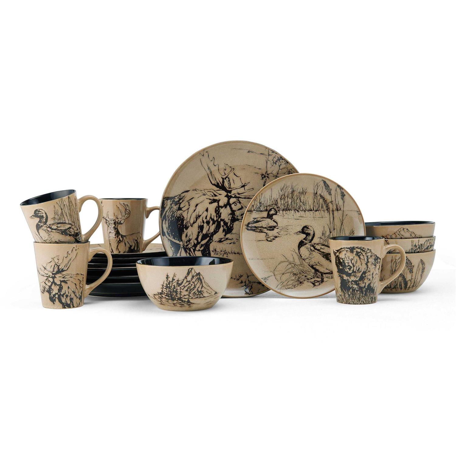 Mossy Oak Animal Print 16 Piece Dinnerware Set