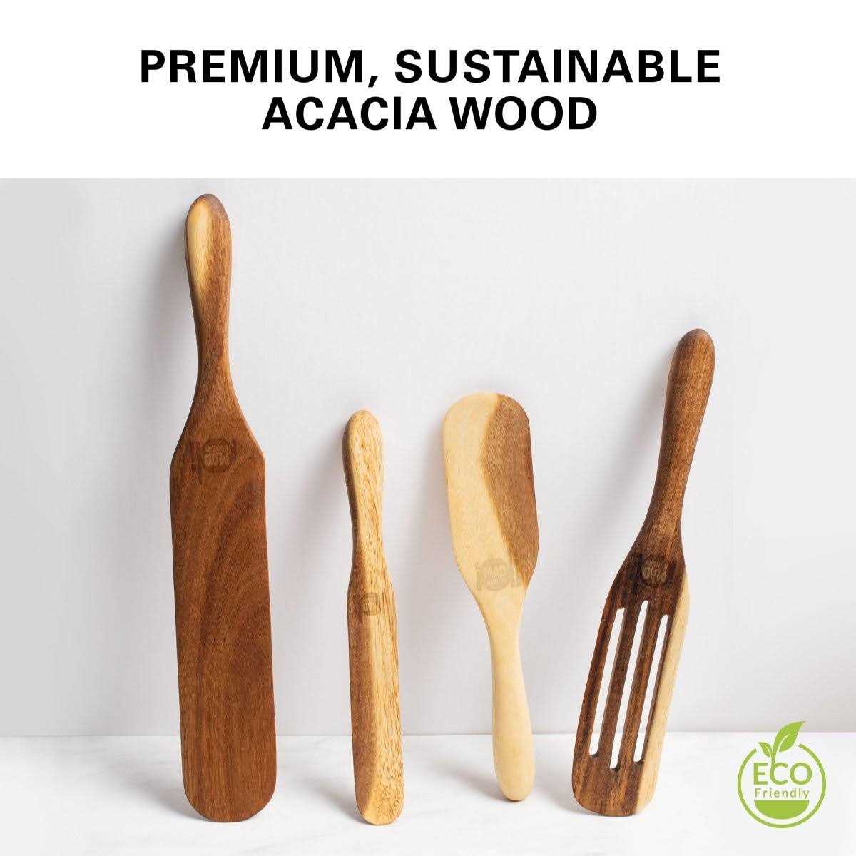 Mad Hungry As Seen on TV 4-Piece Acacia Wood Spurtle Set