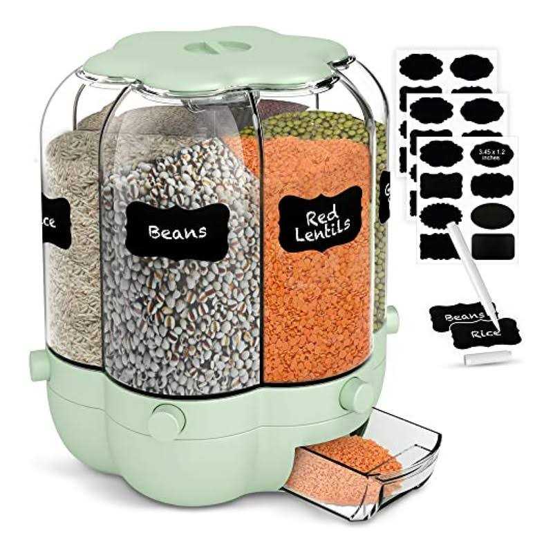 Cosyzone 25Lbs Rice Dispenser Large Grain Container Storage with Lid Measuring Cylinder Moisture Proof Household Cereal Dispenser Bucket for Kitchen