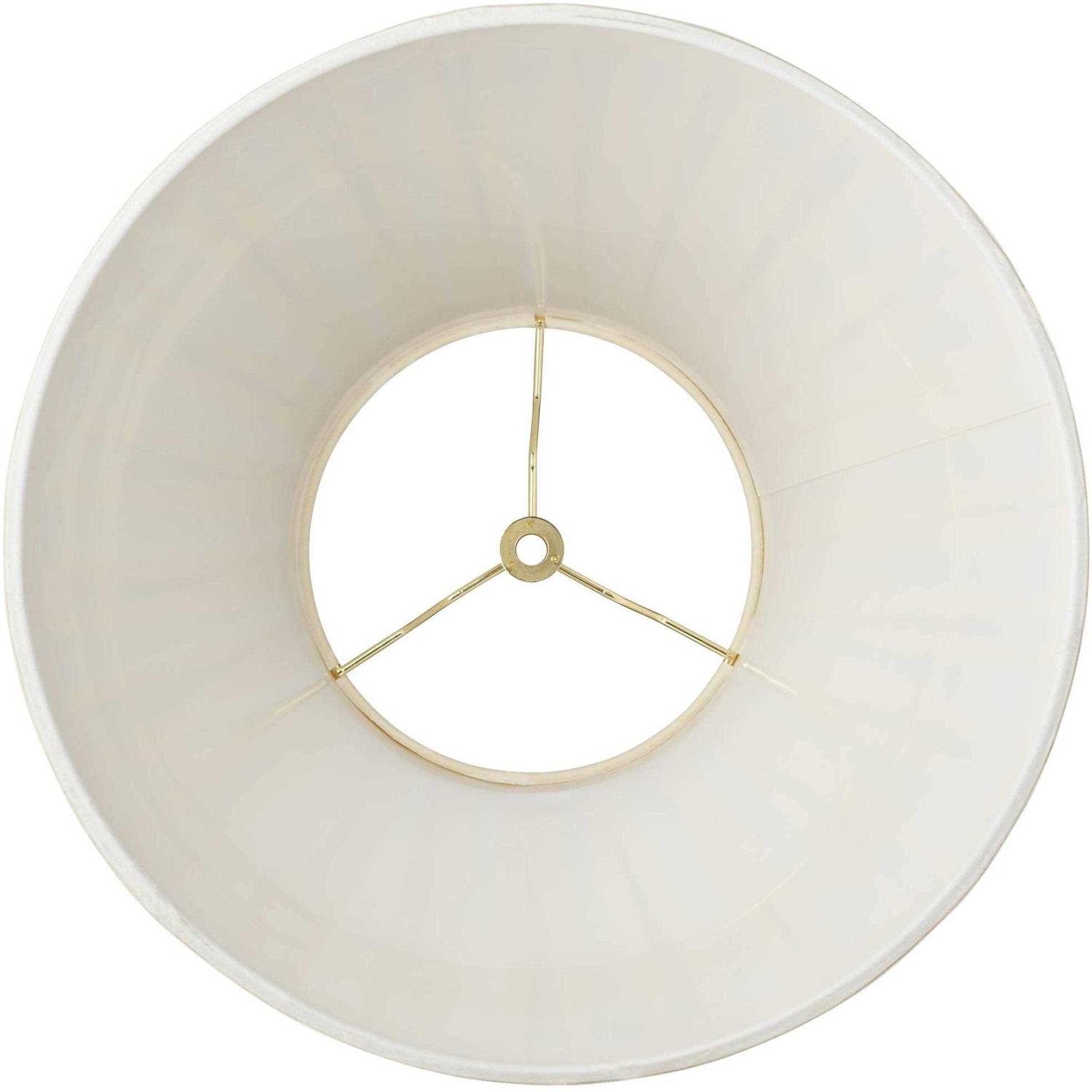 Springcrest Set of 2 Creme Linen Box Pleated Medium Drum Lamp Shades 7 Top x 14 Bottom x 11 High Replacement with Harp and Finial