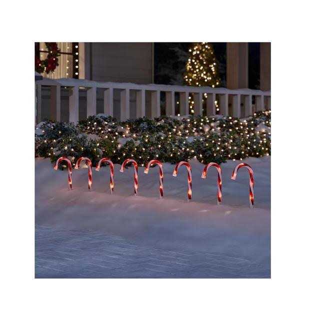 10 in. Warm White Candy Cane LED Pathway Lights Home Accents Holiday 23RT0242318