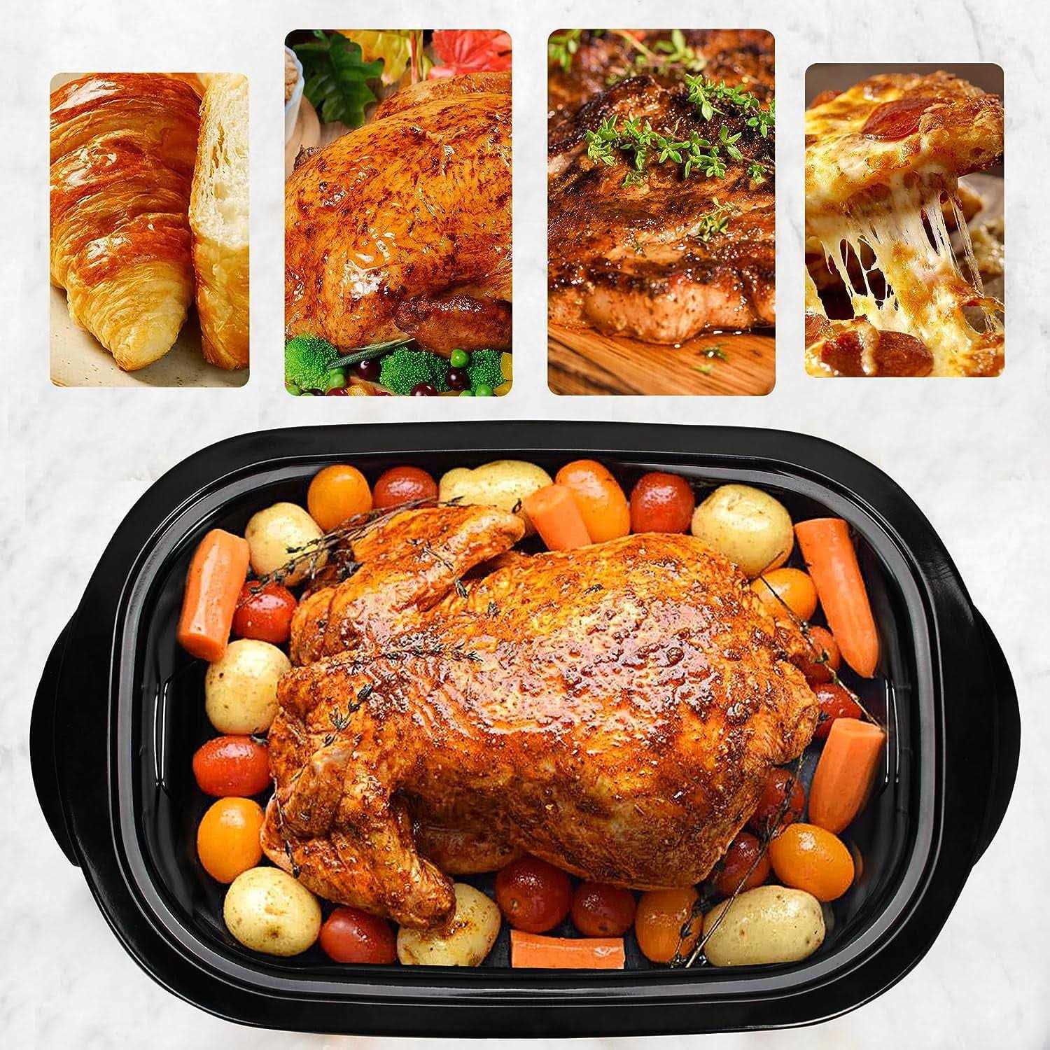 Superjoe 26 Quart Electric Roaster Oven Stainless Steel Turkey Roaster Oven Buffet with Self-Basting Lid Removable Pan