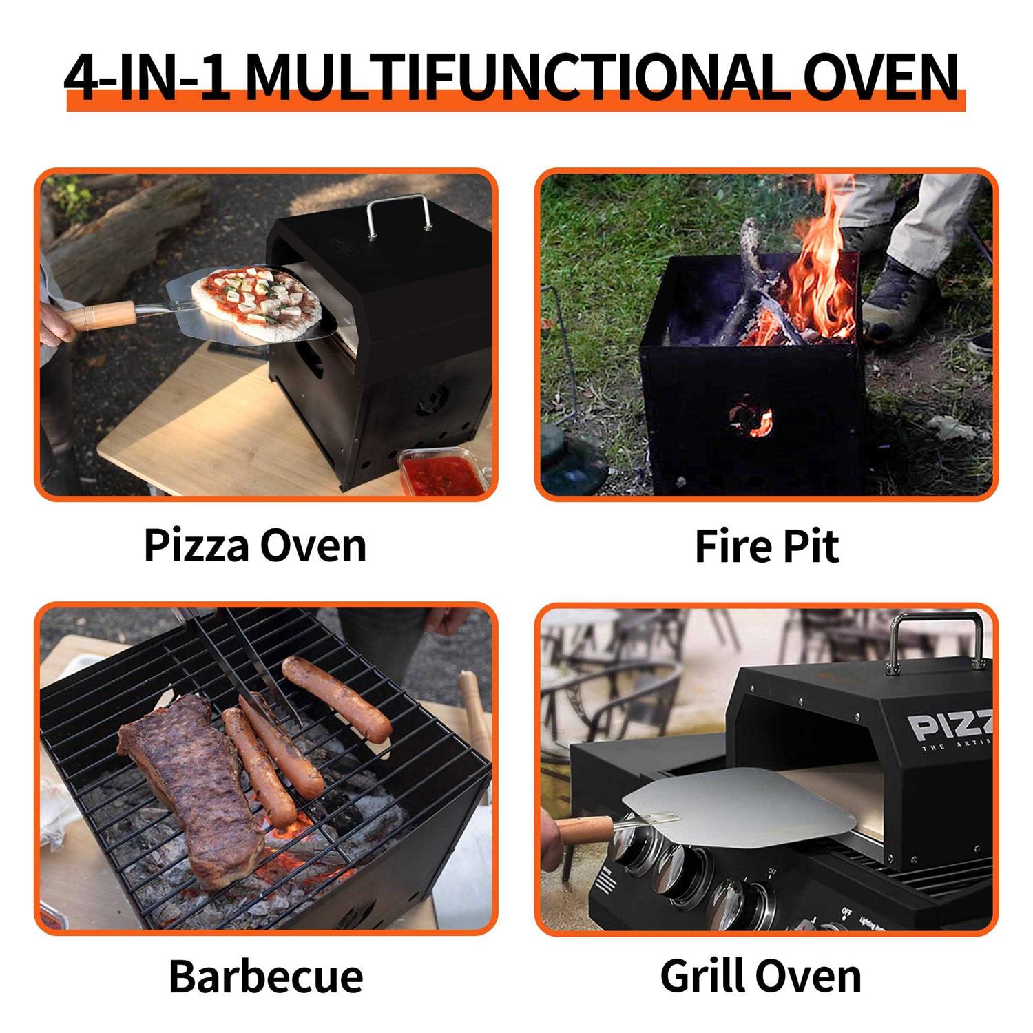 PIZZELLO 4 in 1 Wood Fired Outdoor Pizza Oven Outside Ovens with Pizza Stone
