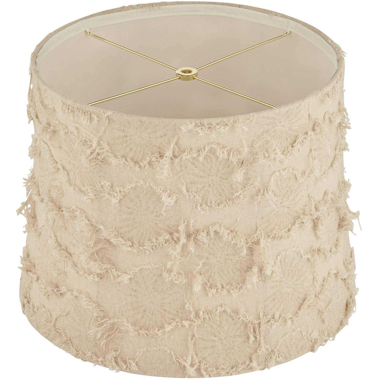 Springcrest Viborg Drum Lamp Shades Beige Raw Medium 14 Top x 16 Bottom x 12 High Washer Replacement Harp and Finial Fitting