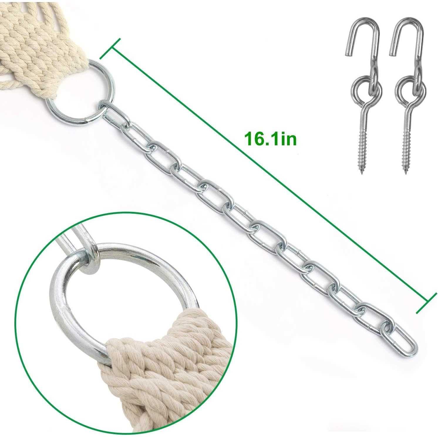 Y- STOP Hammocks, Traditional Cotton Rope Hammock with Chains and Hooks for Outdoor