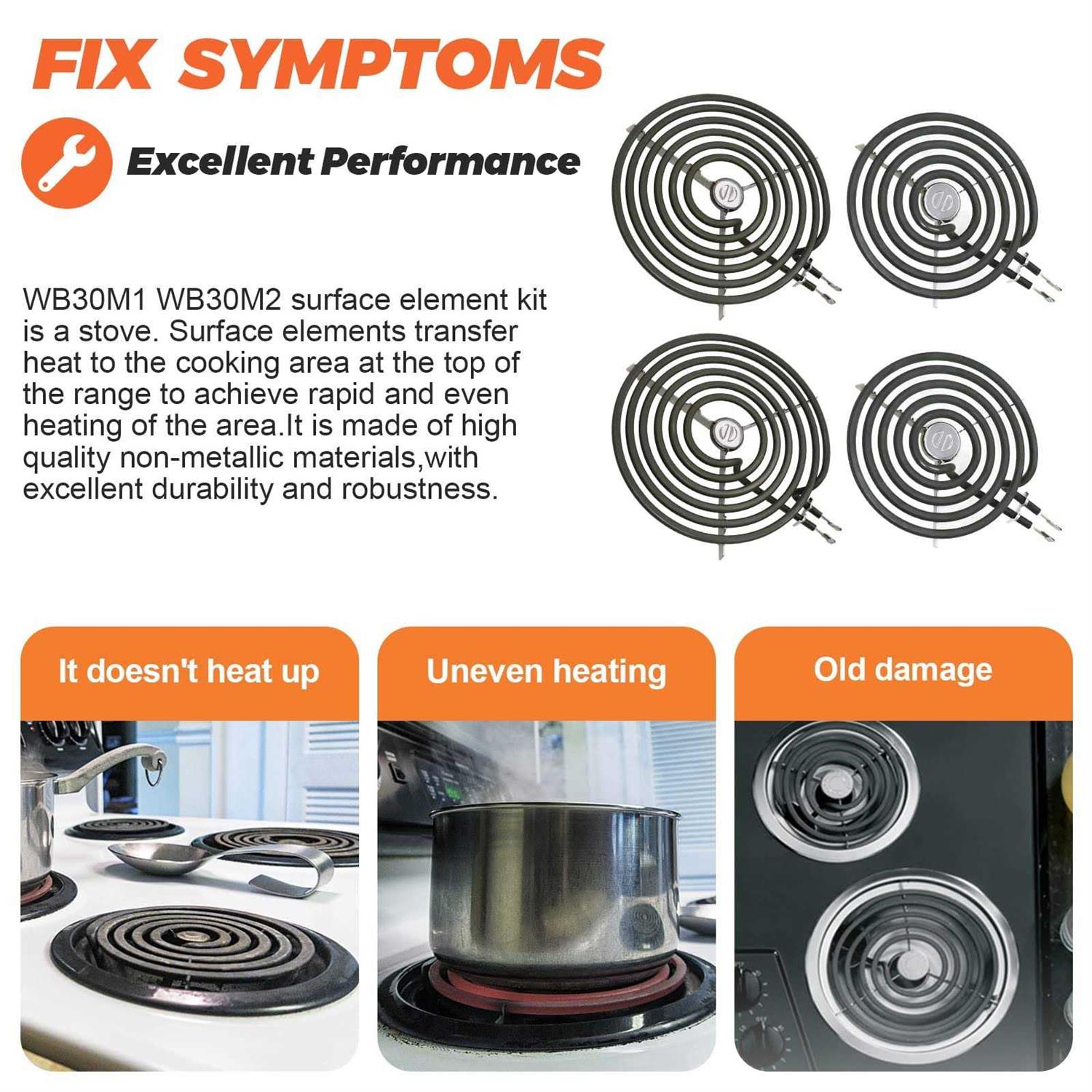 Beaquicy 4 Pack ERS30M1 ERS30M2 Electric Stove Burner