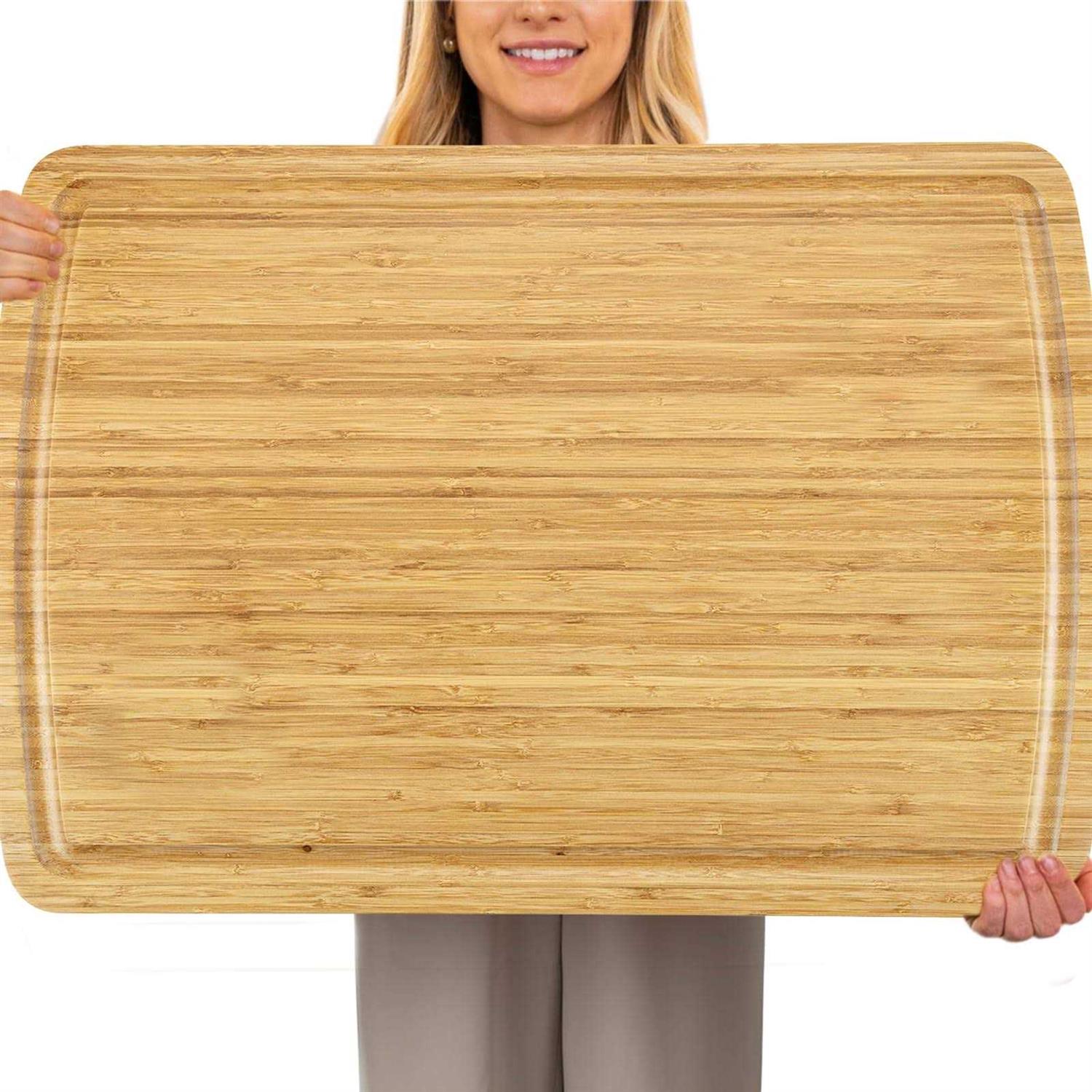 Fashionwu 76 cm Extra Large Bamboo Cutting Board for Kitchen 30 x 20 Inch Large Wooden Cutting Boards with Juice Groove