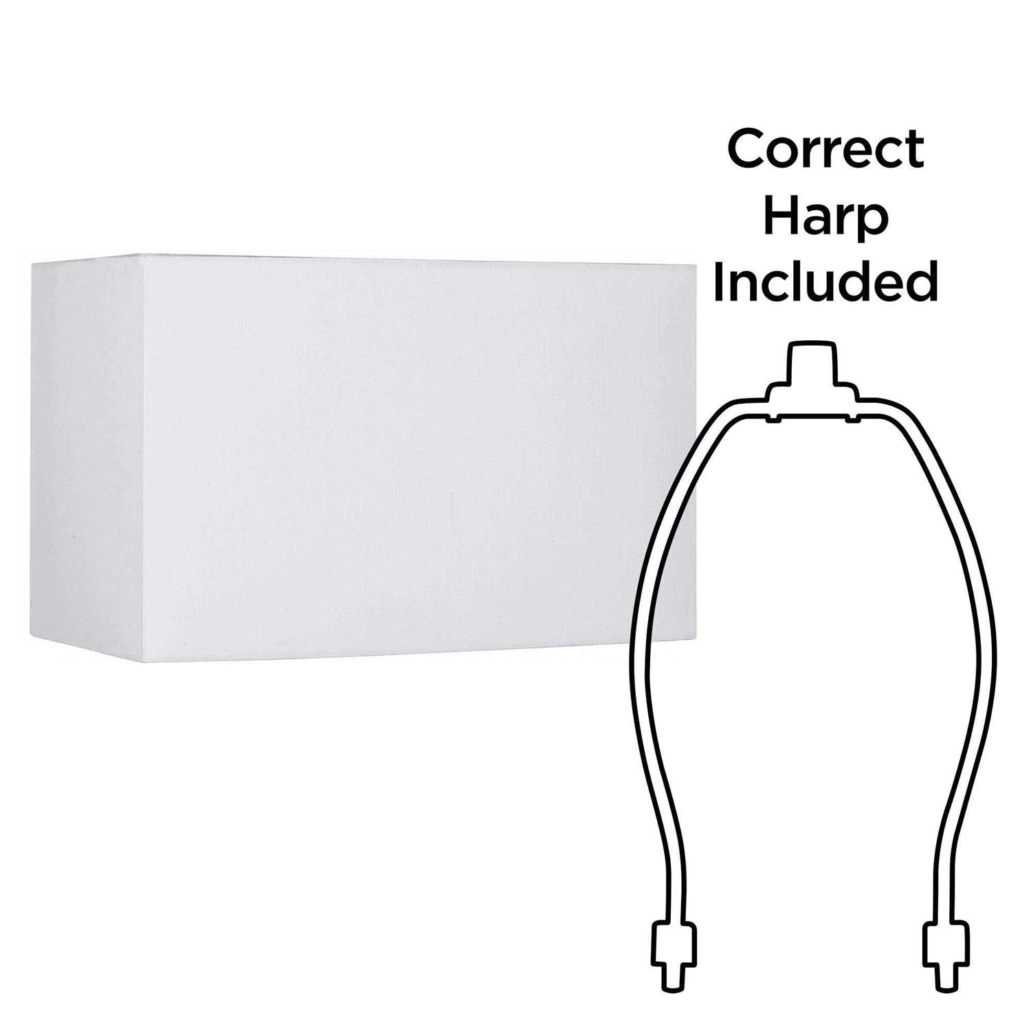 Springcrest White Medium Rectangular Hardback Lamp Shade 16 Wide x 8 Deep x 10 High Replacement with Harp and Finial