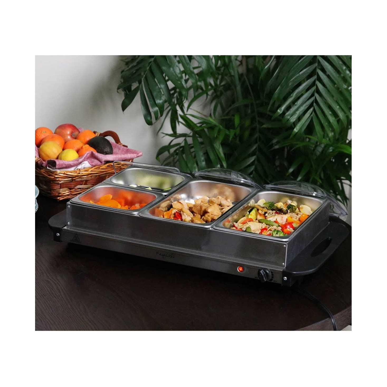 MegaChef Buffet Server & Food Warmer With 4 Sectional Trays