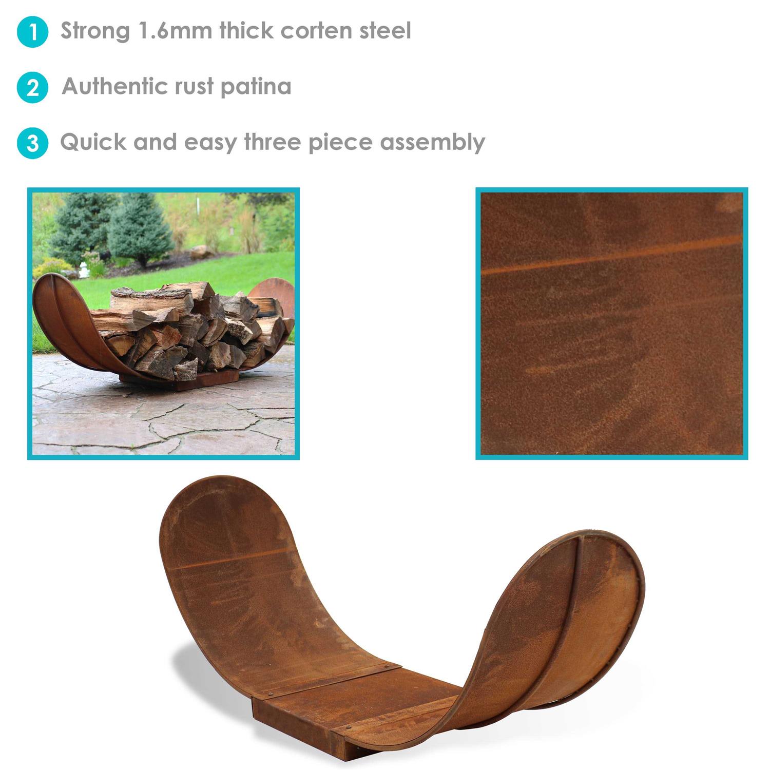 Sunnydaze 4′ Rustic Outdoor Curved Firewood Log Rack