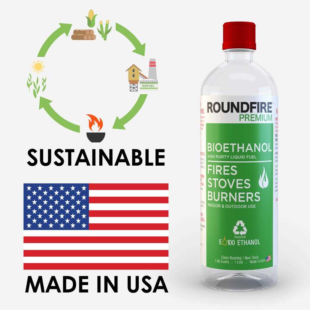 Roundfire Premium Ethanol Fireplace Fuel 1 Liter Fuel for Fire