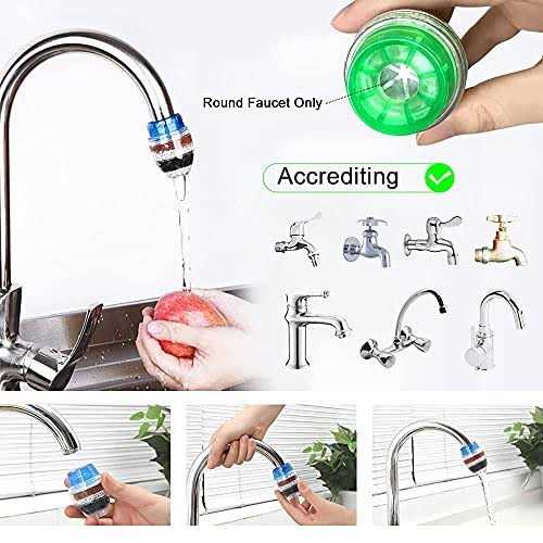 Aiptosy 3 Pack Faucet Mount Filters,Faucet Water Filter Purifier Kitchen Tap Filtration Activated Carbon Removes Chlorine Fluoride Heavy Metals Hard