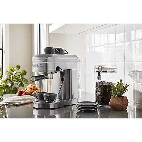 KitchenAid Metal Semi-Automatic Espresso Machine and Automatic Milk Frother Attachment Bundle KES6504SX