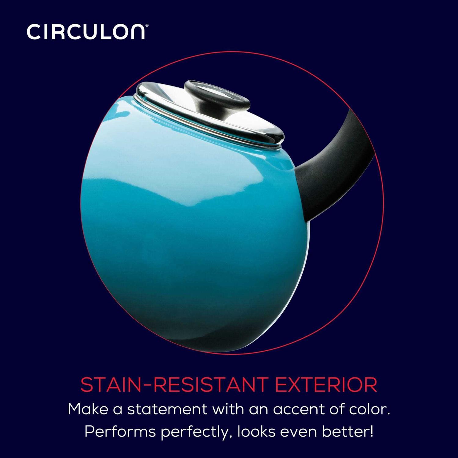 Circulon Enamel on Steel Whistling Teakettle with Flip-Up Spout