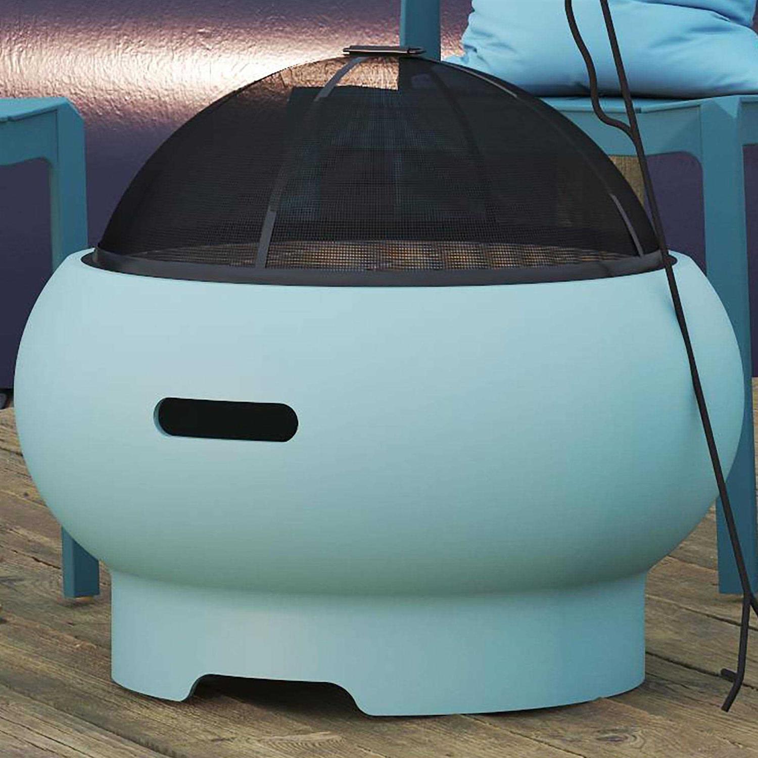 Novogratz Poolside Collection Asher Wood Burning Fire Pit with Grilling Surface