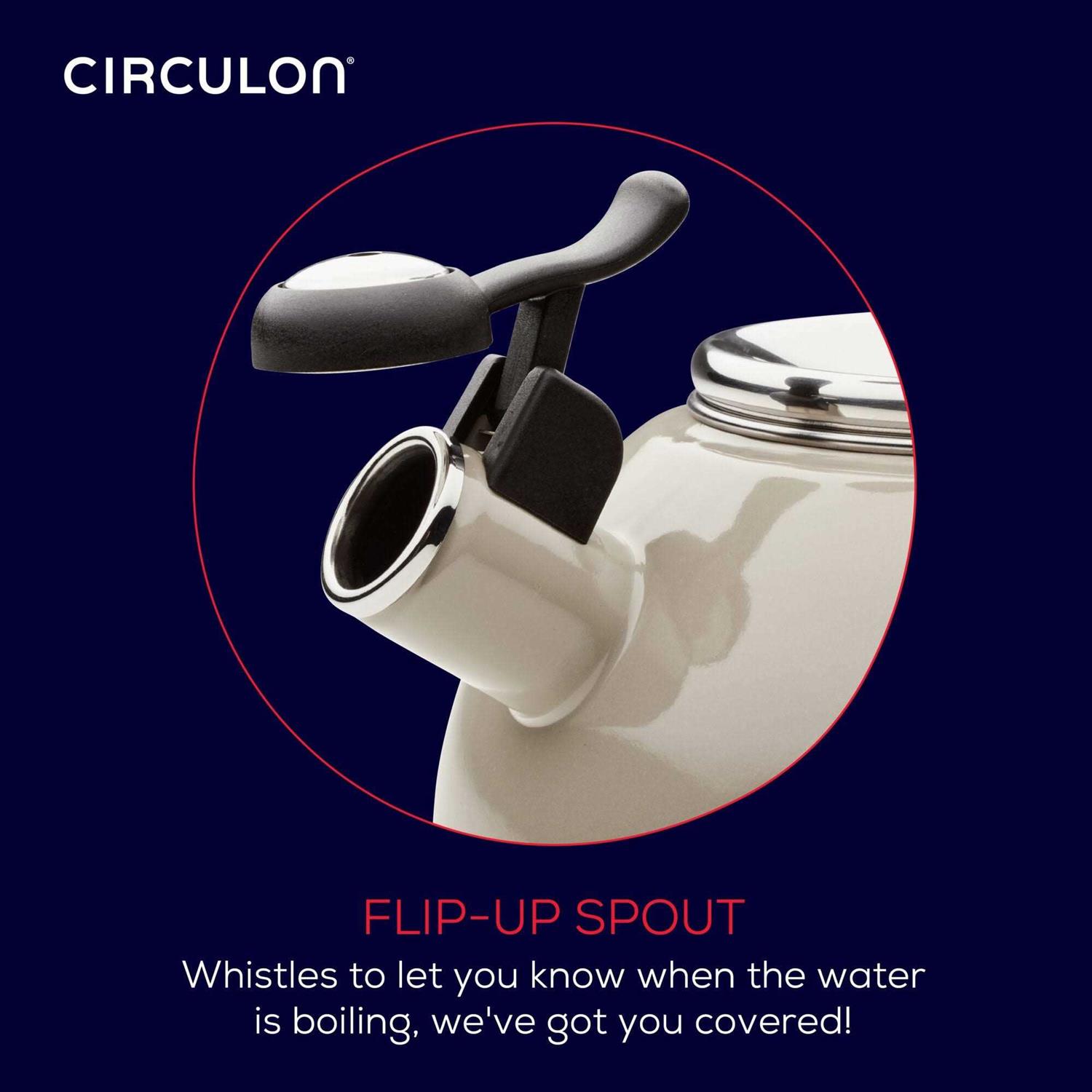 Circulon Enamel on Steel Whistling Teakettle with Flip-Up Spout