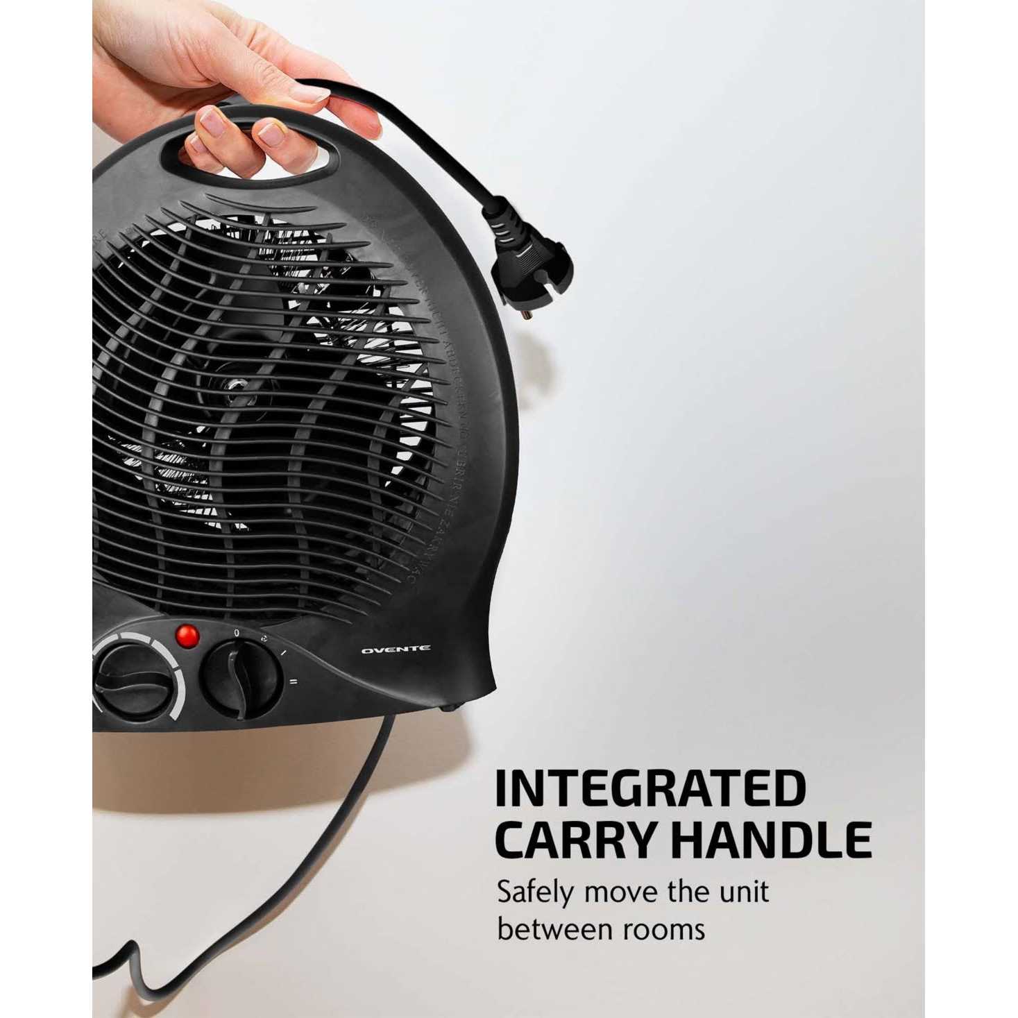 Ovente Portable Electric Heater With Thermostat Control Indicator Light & Safety Switch