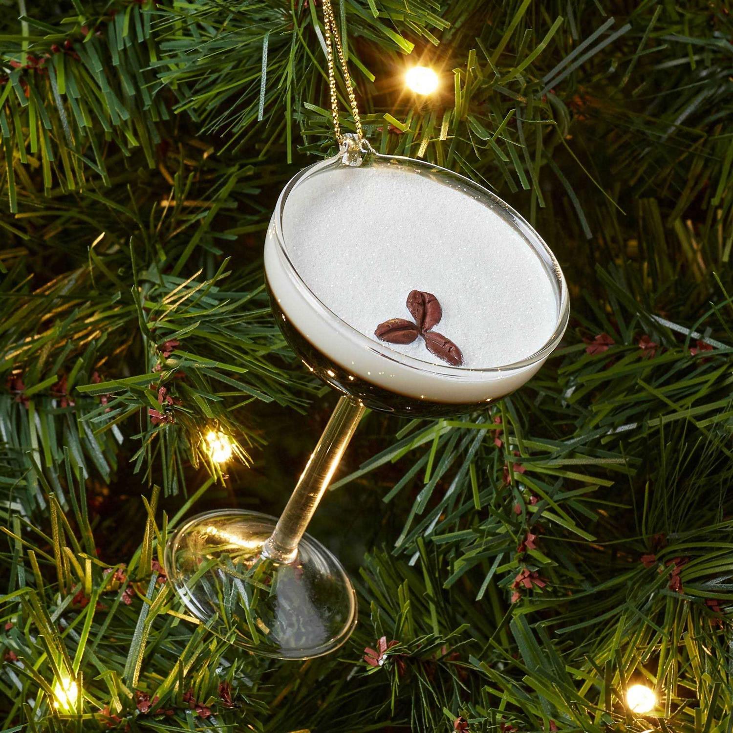 Wondershop Glass Espresso Martini Cocktail Christmas Tree Ornament Brown