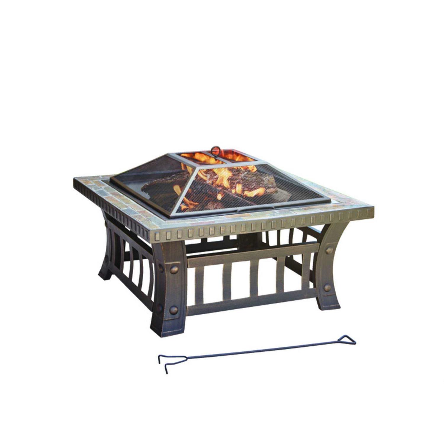 Living Accents Steel Square Wood Fire Pit SRFP21627