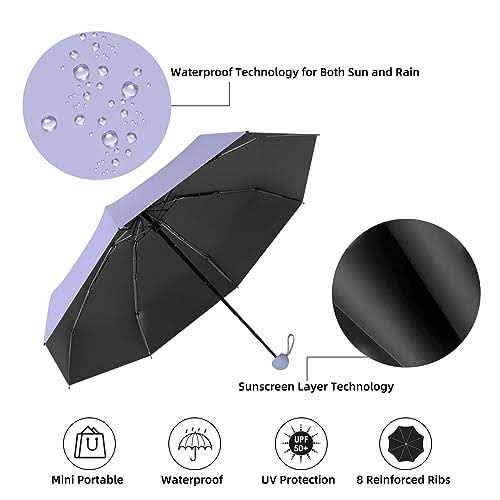 Trenovo Travel Umbrella Mini Folding Compact Umbrella with Case 8 Ribs Lightweight Portable Umbrella
