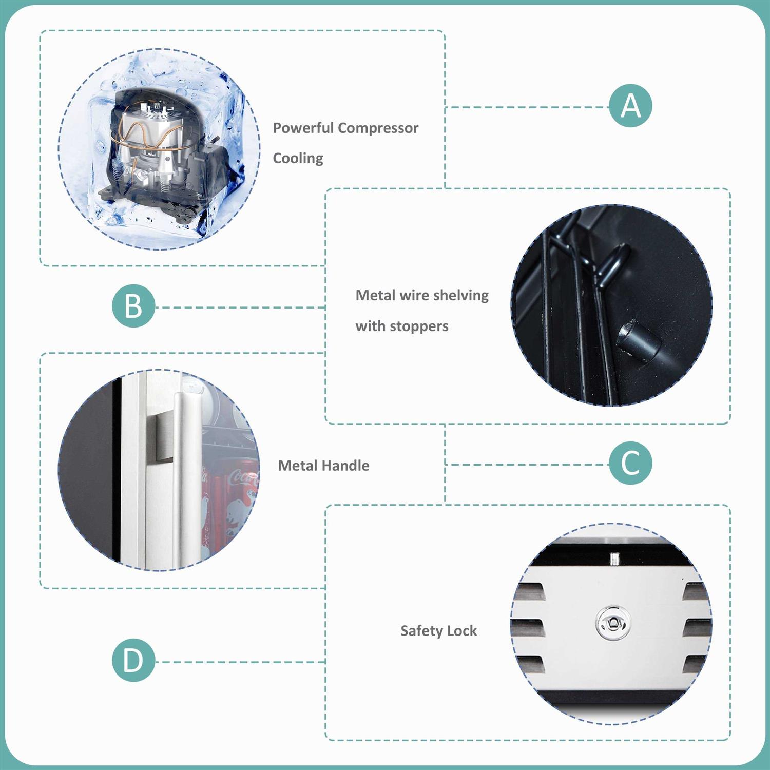 Kalamera 24 inch Beverage Refrigerator 154 Cans Capacity Beverage Cooler