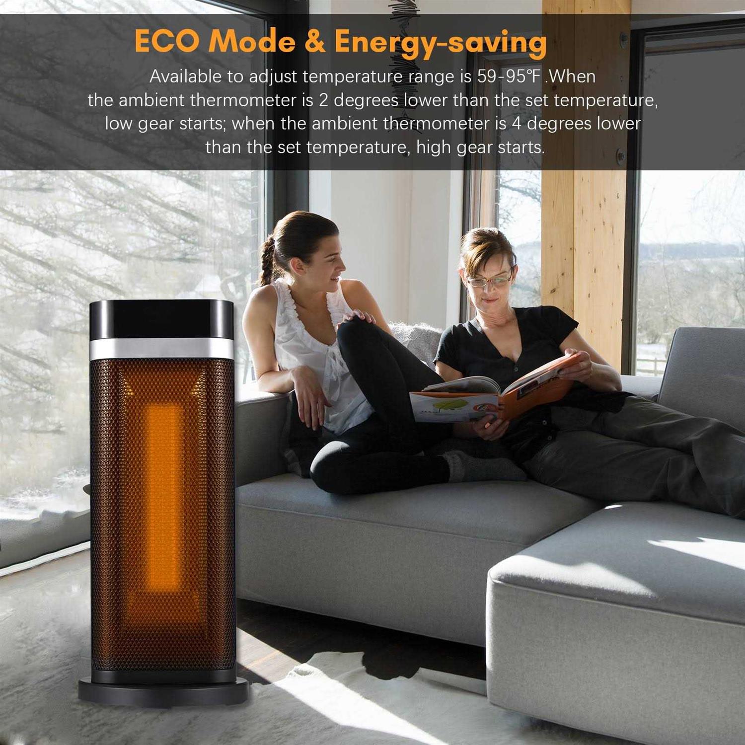 Space Heater Electric Heaters 750w/1500w Ceramic Heater Fan 4 Modes 12h Timer with Safe Overheating and Tip Over Protection Heating