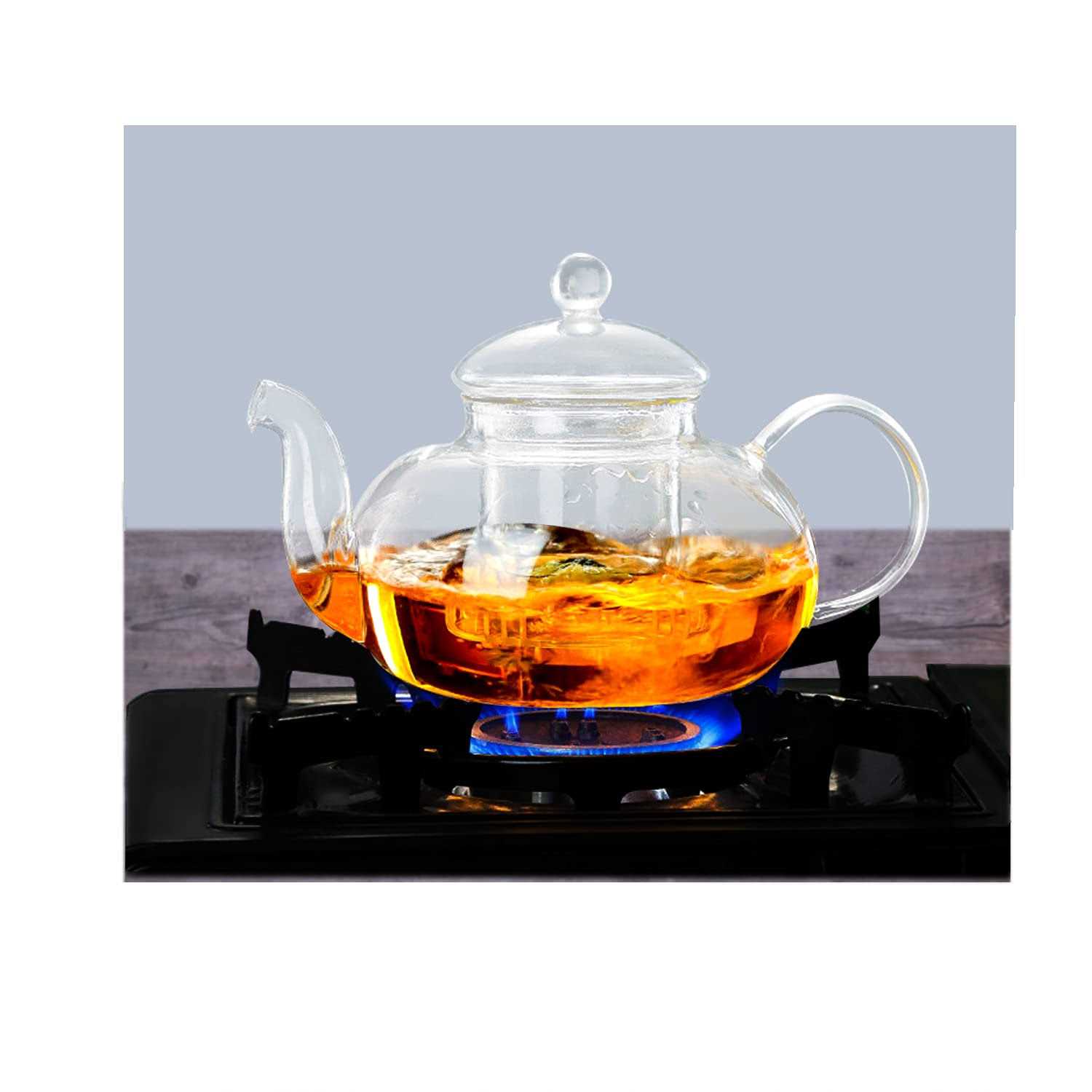 Muerlamo Glass Teapot Stovetop Safe Clear Teapot with Removable Infuser, Loose Leaf and Blooming Tea Maker