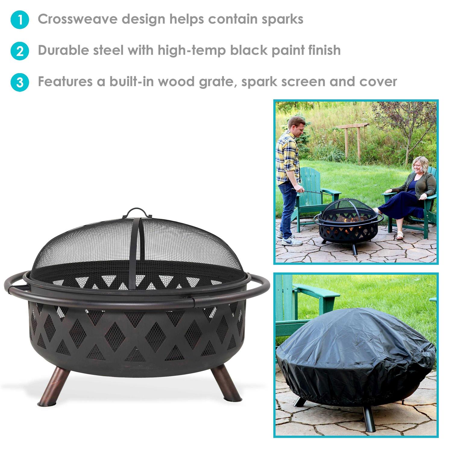 Sunnydaze Decor Crossweave Fire Pit with Spark Screen