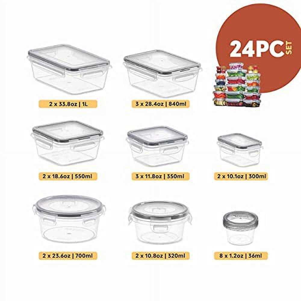 Seseno 24 Pcs Airtight Food Storage Container Set BPA Free Clear Plastic Kitchen and Pantry Organization Meal Prep Lunch Container with Durable Leak