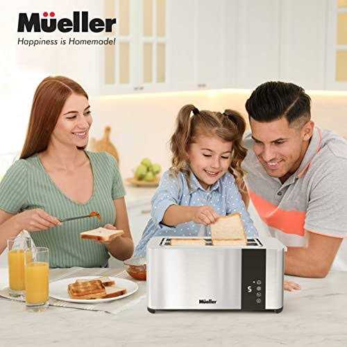 Mueller UltraToast Full Stainless Steel Toaster 4 Slice Long Extra-Wide Slots with Removable Tray