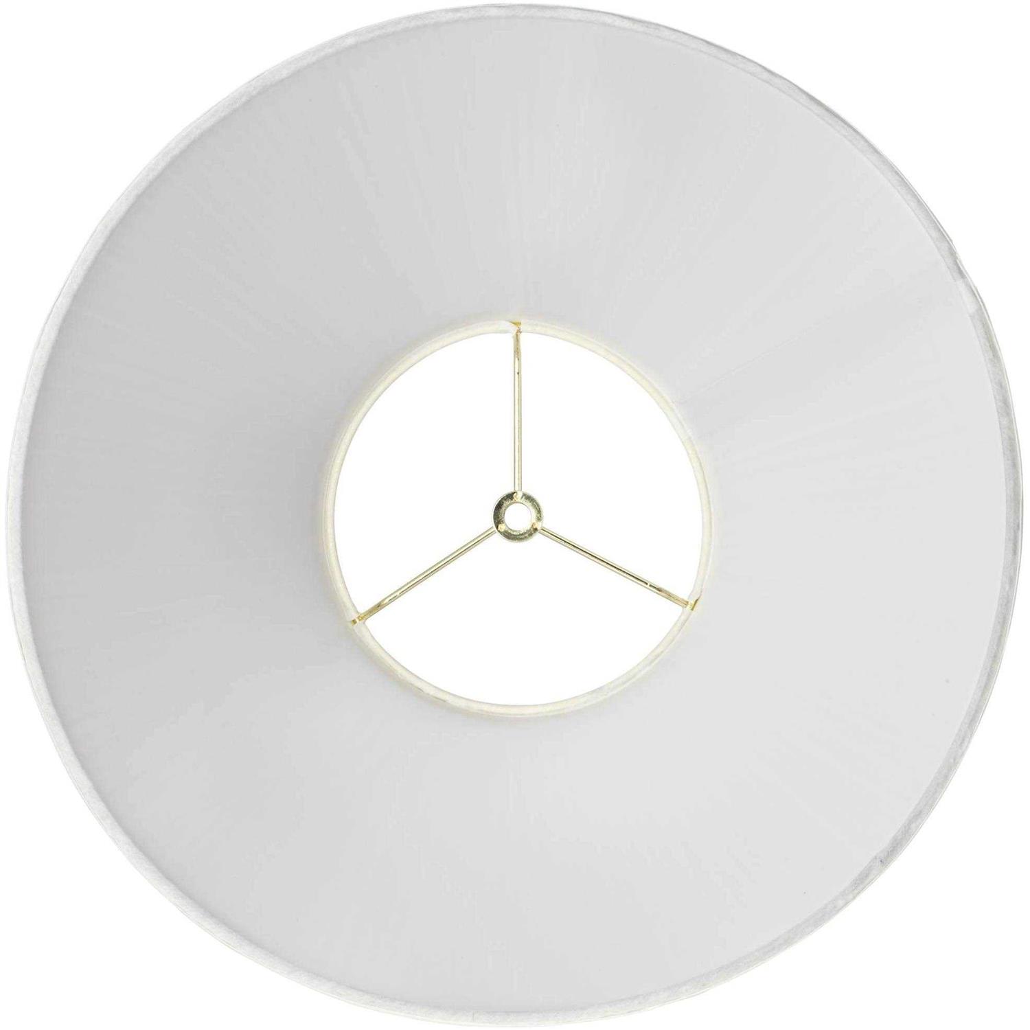 Springcrest Brentwood Finish White Medium Lamp Shade 6.5 Top x 15 Bottom x 10.5 High x 11 Slant Replacement with Harp and Finial