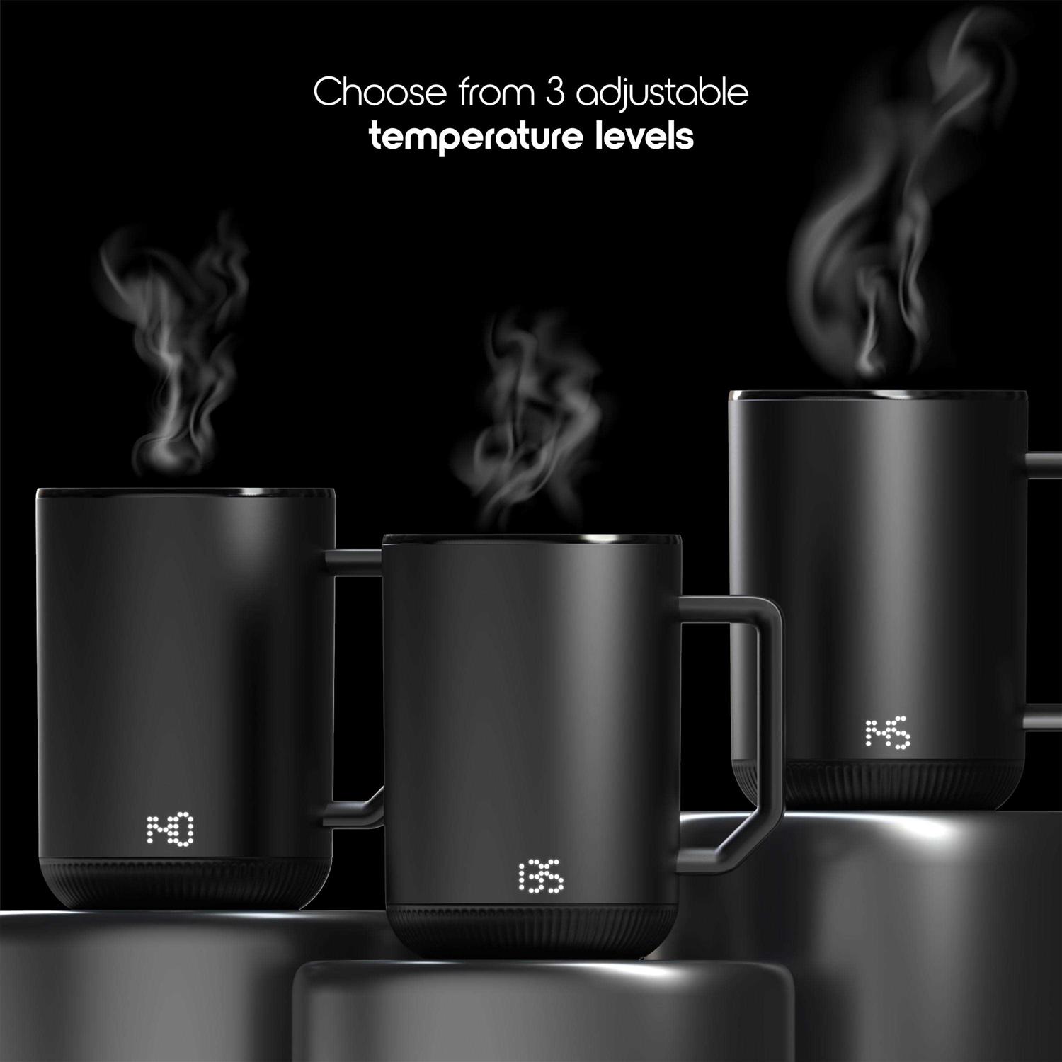 Ionmug Stainless Steel Self Heating Coffee Mug with Lid & Charging Coaster