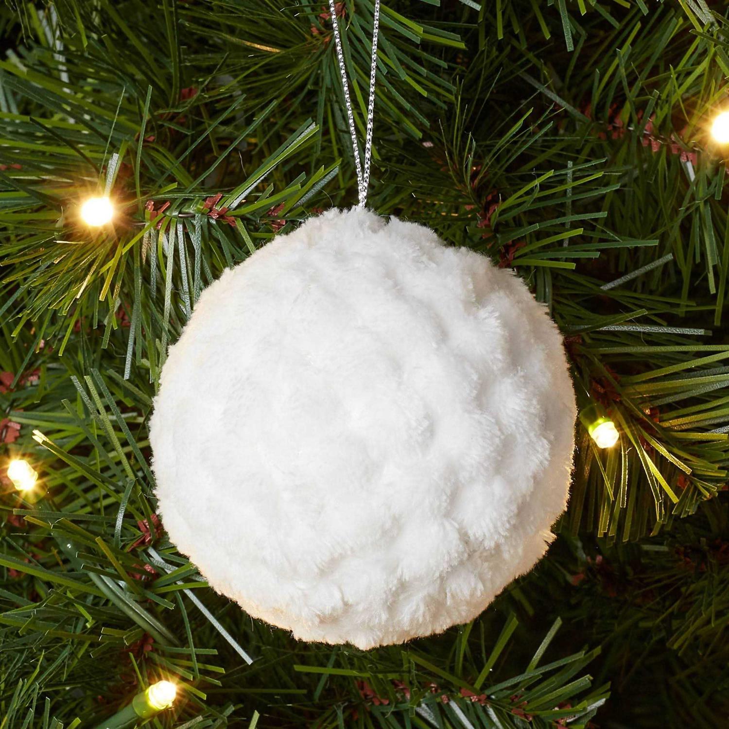 Wondershop Faux Fur Round Ball Christmas Tree Ornament