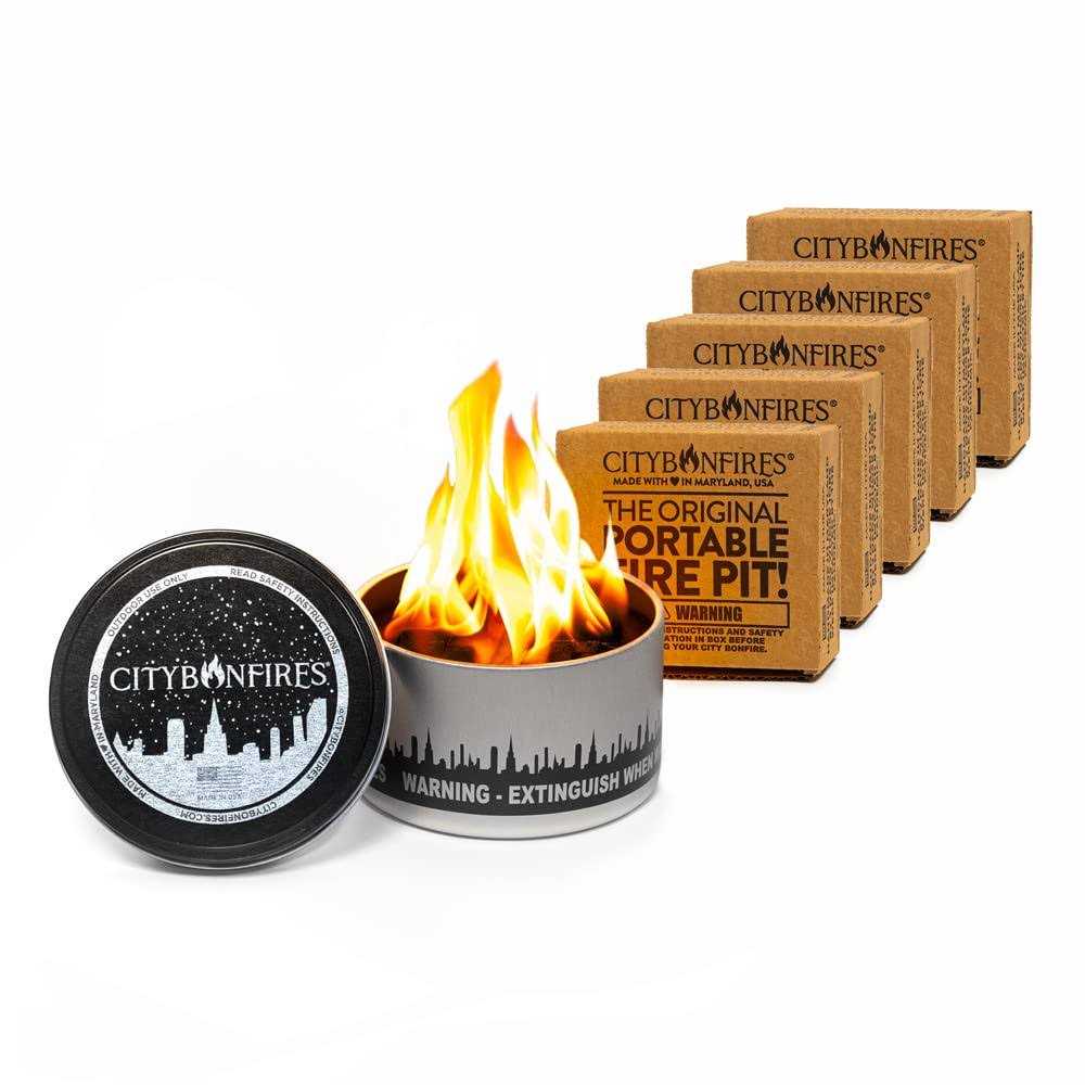 5 Pack of City Bonfires Portable Fire Pit Compact and Lightweight