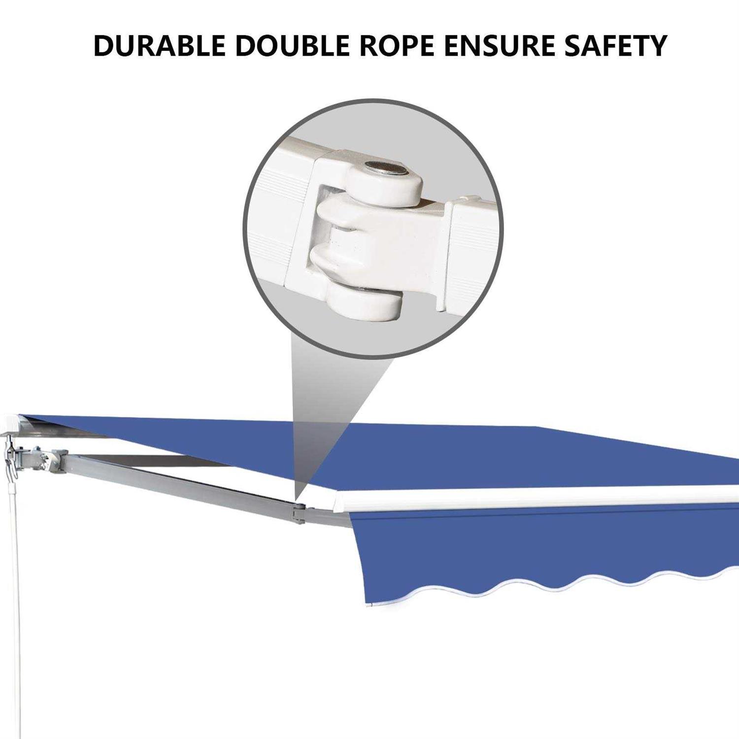 VUYUYU Patio Awning Retractable Awning Cover Sunshade Shelter Outdoor Canopy with Crank Handle and Water-Resistant Polyester for Courtyard