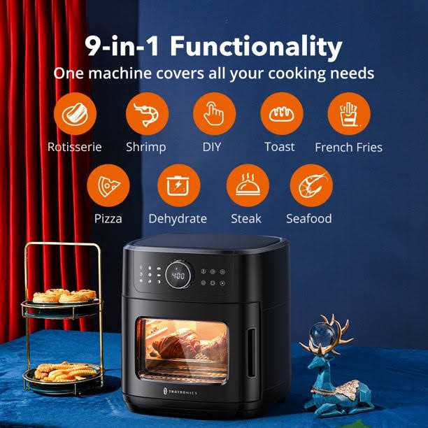 Taotronics Air Fryer 1700w 14.8 Quart 9 in 1 Air Fryer Oven Oil-less Cooker with Rotisserie Shaft