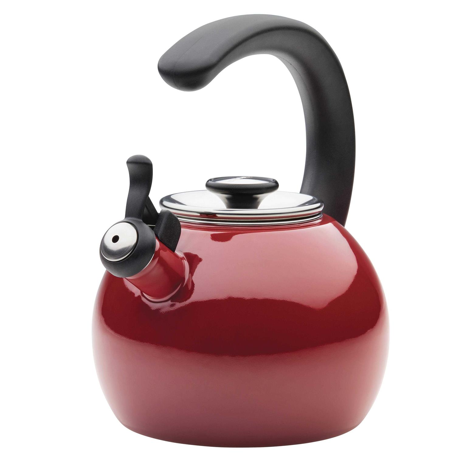 Circulon Enamel on Steel Whistling Teakettle with Flip-Up Spout