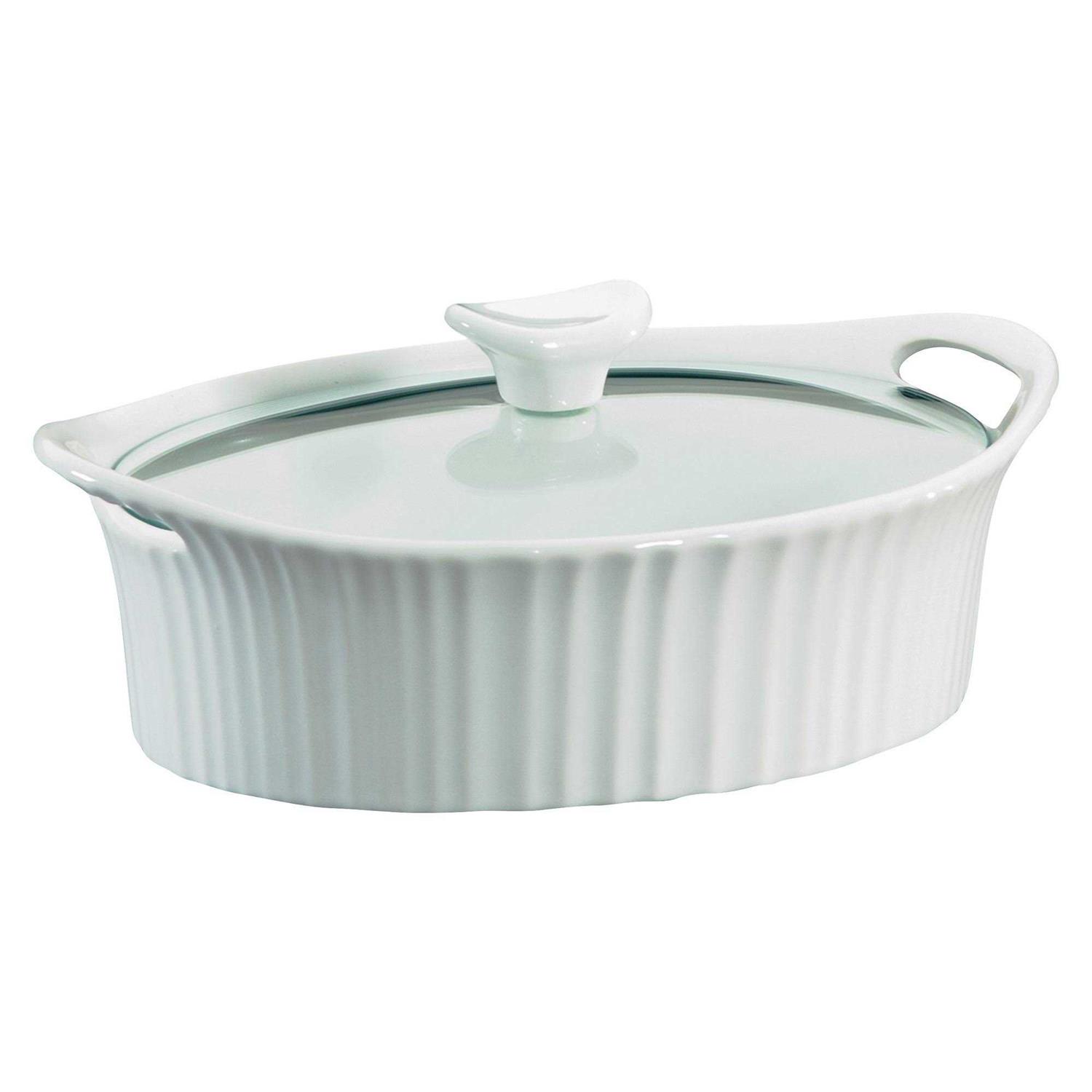 Corningware French White Oval Casserole with Glass