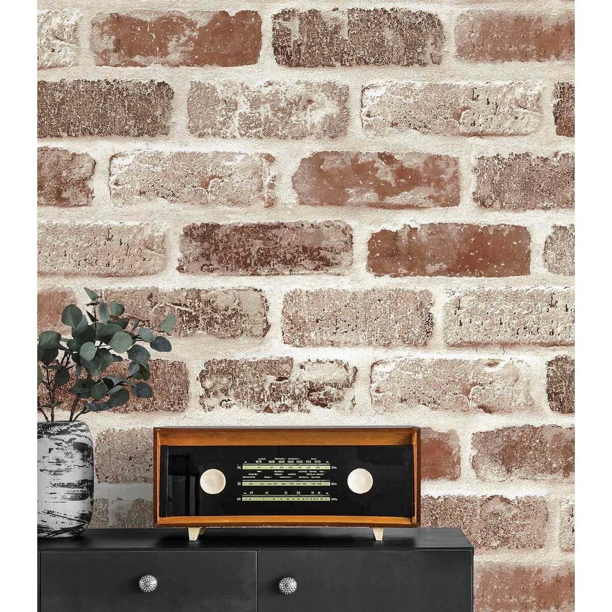 NextWall Washed Brick Peel and Stick Wallpaper