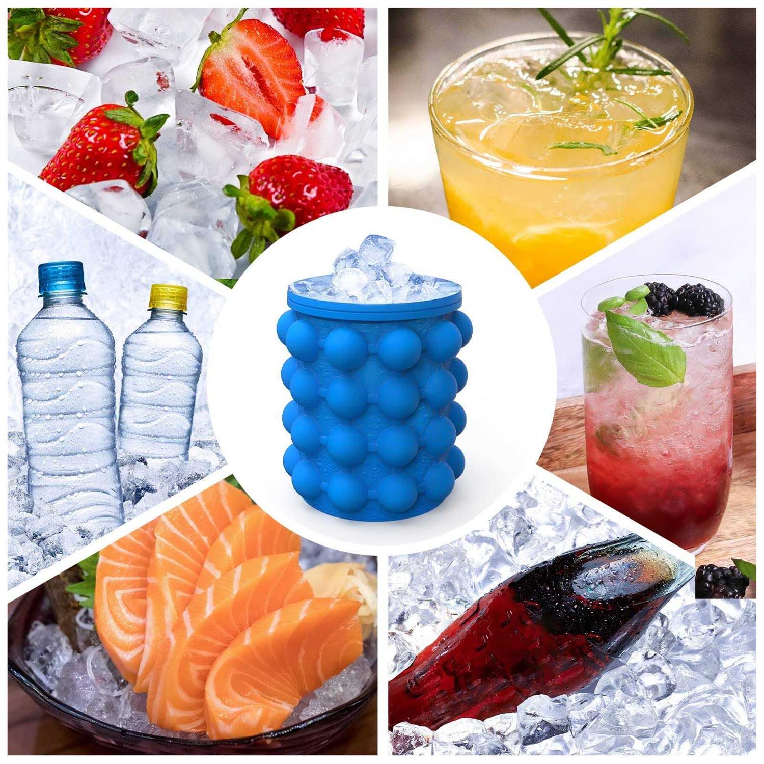 Alladinbox Ice Cube Mold Ice Trays Large Silicone Ice Bucket
