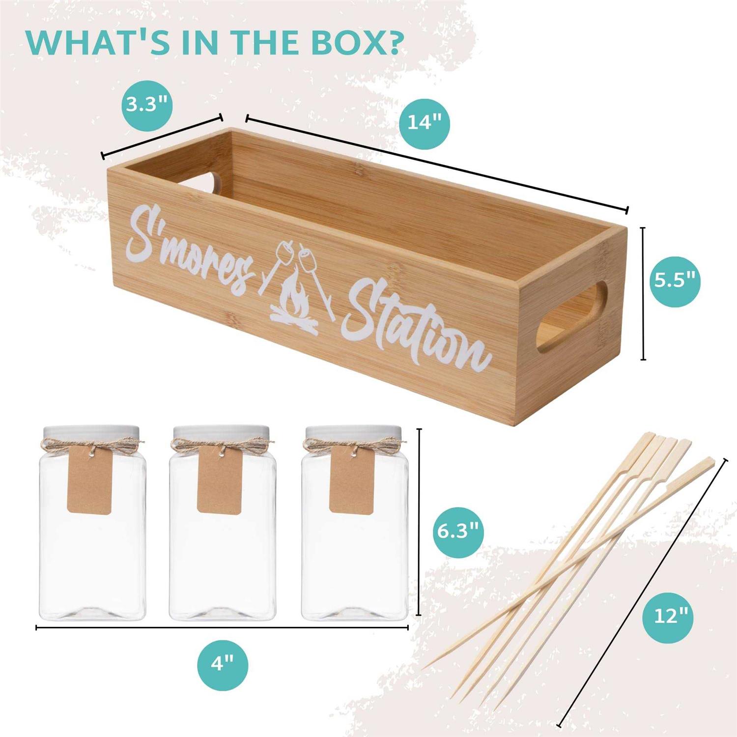 Smores Kit for Fire Pit Smores Caddy with Jar & Smores Sticks for Smores Maker