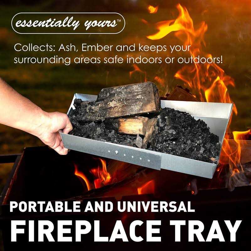 Essentially Yours Adjustable Fireplace Tray Stainless Steel Ember Holder Pan