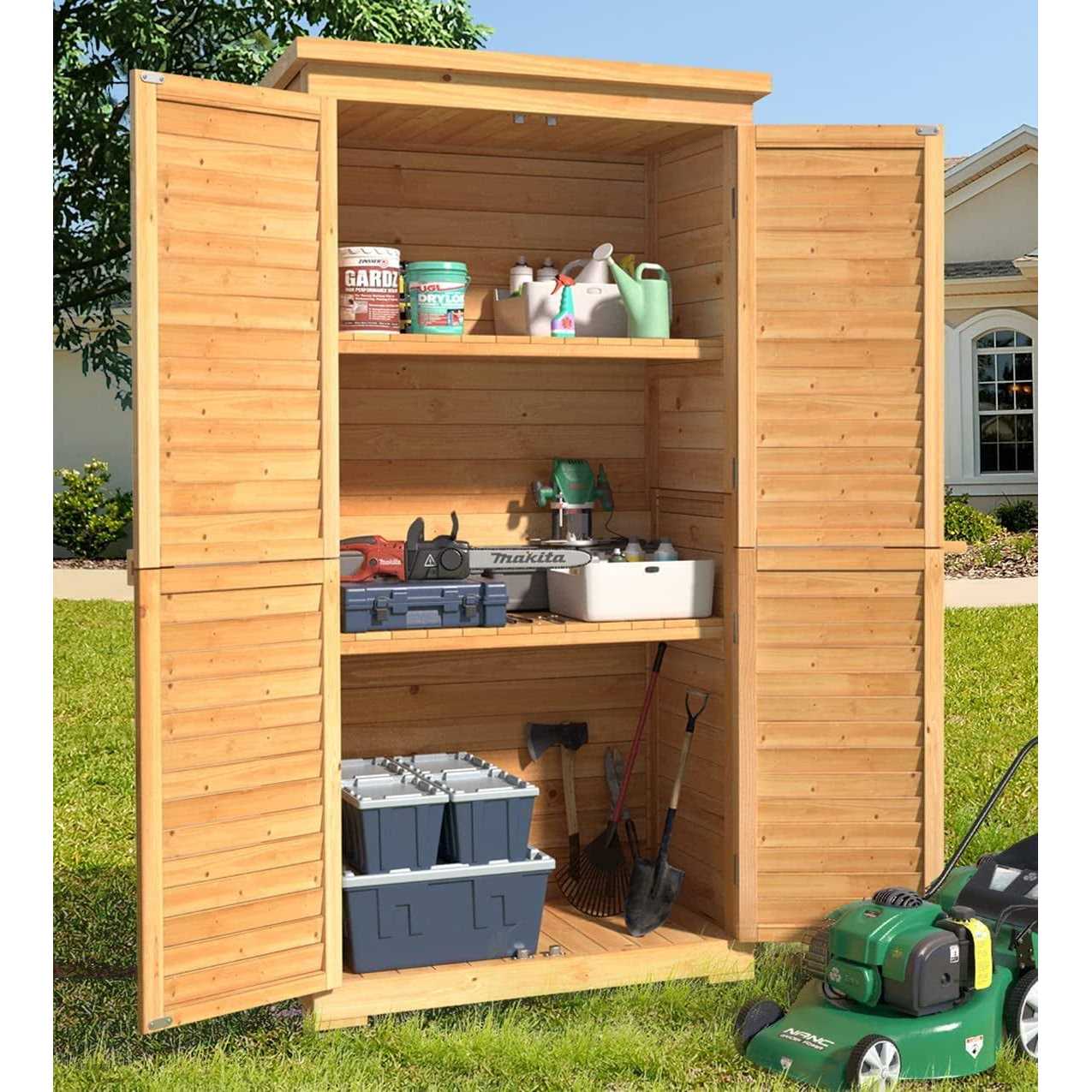 Lofka Outdoor Storage Cabinet Garden Shed w/ Asphalt Roof