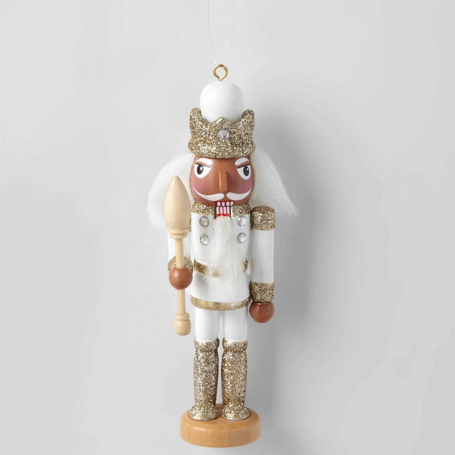 Wondershop Nutcracker Christmas Tree Ornament White/Gold