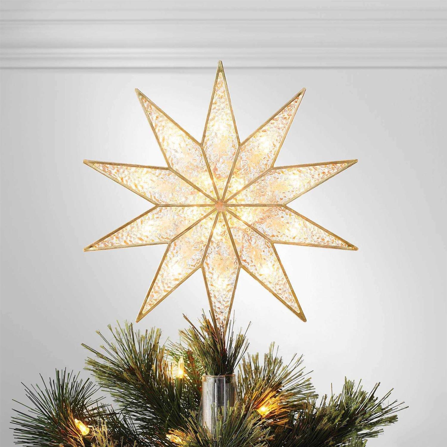 Wondershop 11.75 Pre-lit Plastic Starburst Christmas Tree Topper Gold